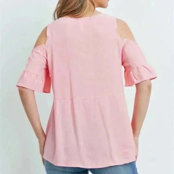 Pink Top Tunic Cold Shoulder - Picture 5 of 6